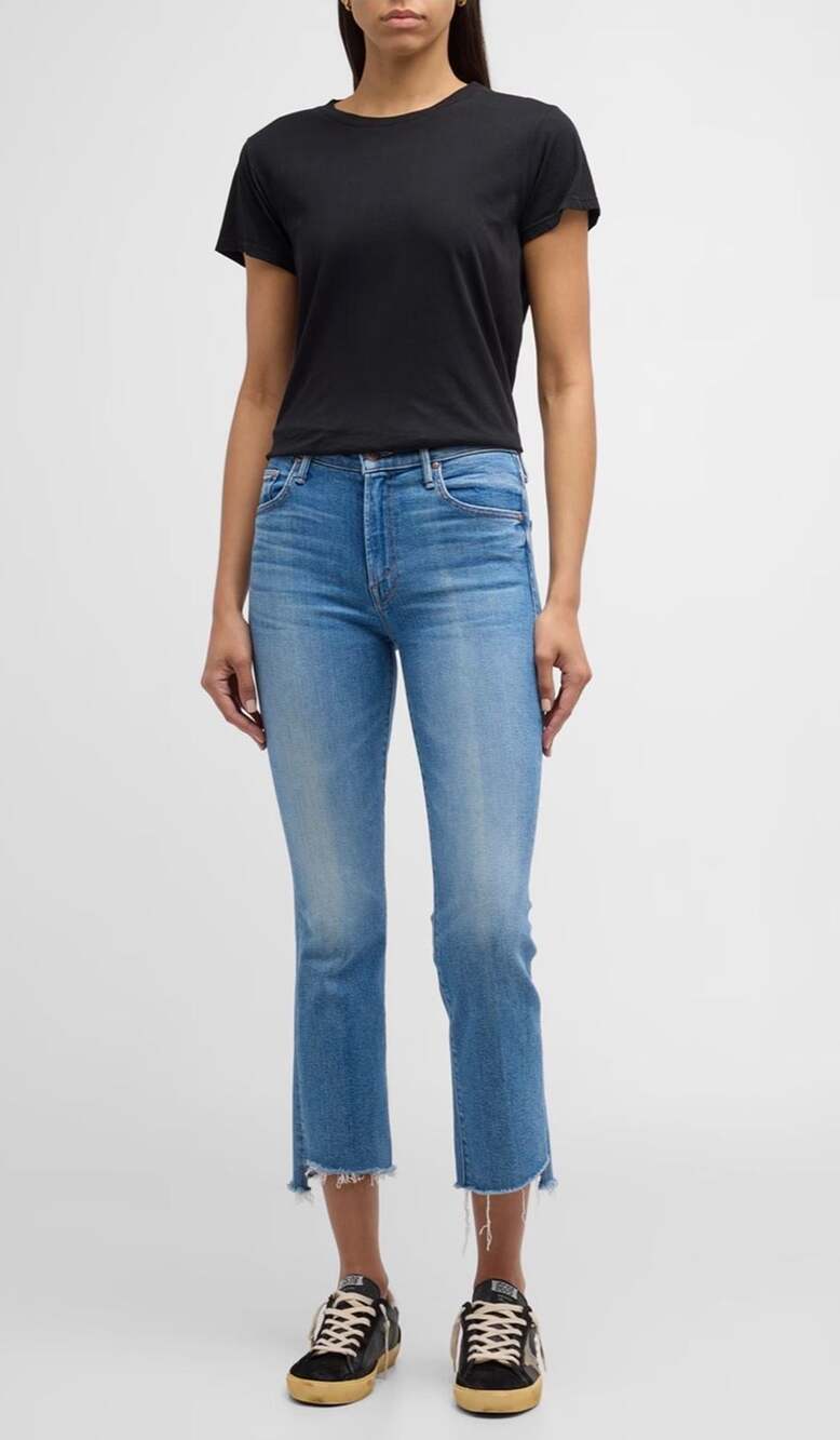 MOTHER The Insider High Waist Step Frayed Hem Crop Jeans
